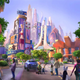 Concept art for the Zootopia-themed land at Shanghai Disneyland.